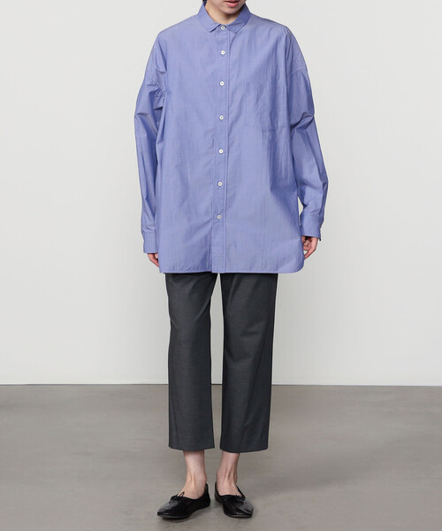 TICCA(ティッカ)の「TICCA | コットンシャンブレー スタンドスクエアシャツ UNISEX(シャツ/ブラウス・レディース・ブルー/チャコール・F)」の14枚目の写真