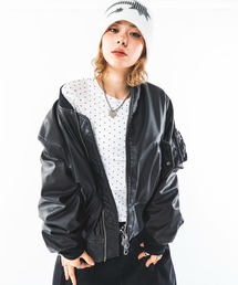 SHORT ROUND（ショートラウンド）の「SHORT ROUND/【26年秋冬新作】PUショートMA-1（ライダースジャケット）」