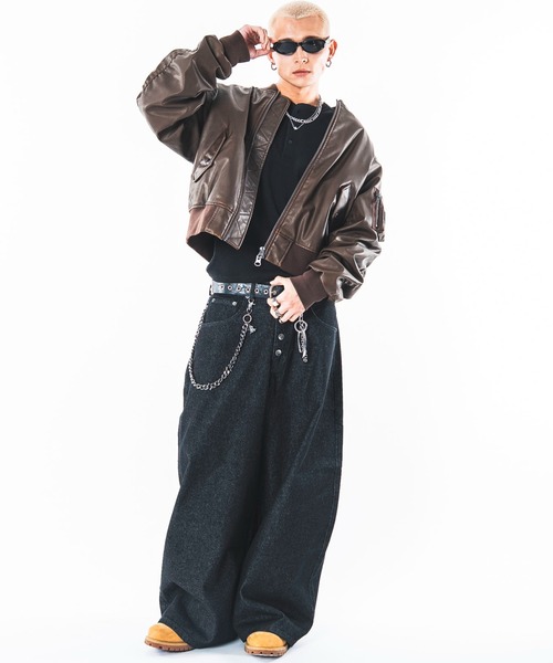 SHORT ROUND（ショートラウンド）の「SHORT ROUND/【26年秋冬新作】PUショートMA-1（ライダースジャケット・メンズ・ブラウン系その他/ブラック系その他・MEDIUM/LARGE）」の5枚目の写真