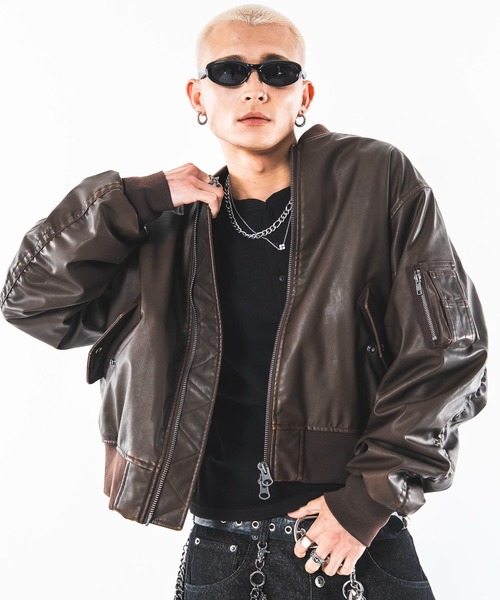 SHORT ROUND（ショートラウンド）の「SHORT ROUND/【26年秋冬新作】PUショートMA-1（ライダースジャケット・メンズ・ブラウン系その他/ブラック系その他・MEDIUM/LARGE）」の15枚目の写真