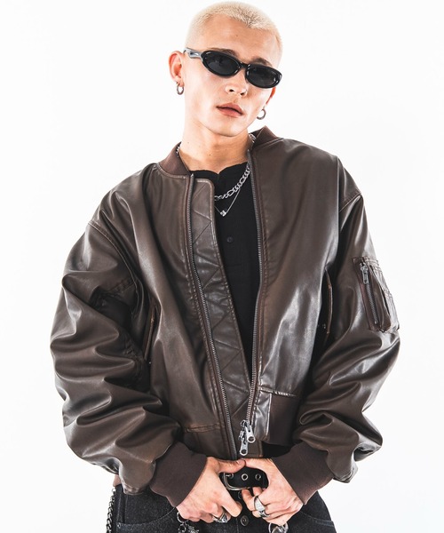 SHORT ROUND（ショートラウンド）の「SHORT ROUND/【26年秋冬新作】PUショートMA-1（ライダースジャケット・メンズ・ブラウン系その他/ブラック系その他・MEDIUM/LARGE）」の16枚目の写真