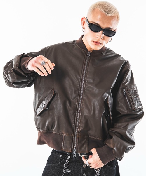 SHORT ROUND（ショートラウンド）の「SHORT ROUND/【26年秋冬新作】PUショートMA-1（ライダースジャケット・メンズ・ブラウン系その他/ブラック系その他・MEDIUM/LARGE）」の17枚目の写真