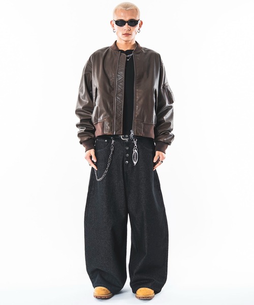 SHORT ROUND（ショートラウンド）の「SHORT ROUND/【26年秋冬新作】PUショートMA-1（ライダースジャケット・メンズ・ブラウン系その他/ブラック系その他・MEDIUM/LARGE）」の18枚目の写真