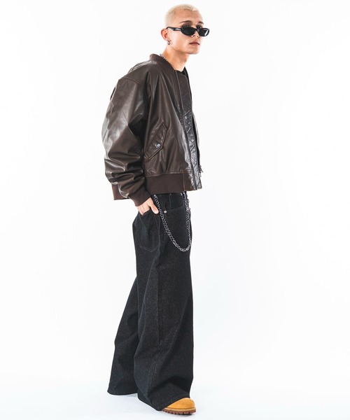 SHORT ROUND（ショートラウンド）の「SHORT ROUND/【26年秋冬新作】PUショートMA-1（ライダースジャケット・メンズ・ブラウン系その他/ブラック系その他・MEDIUM/LARGE）」の19枚目の写真