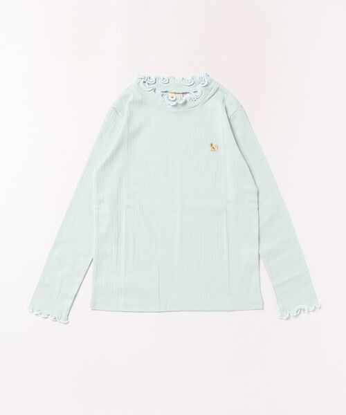 nino（ニノ）の「針抜きフライス衿フリルTシャツ（Tシャツ/カットソー・キッズ・ライトブルー/ライトホワイト/イエロー・140cm/130cm/150cm）」の2枚目の写真