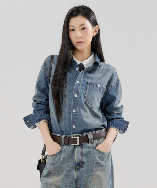 CHASECULT（チェイスカルト）の「ユニセックス デニムポケットシャツ-FERU5431B0N（ビジネスシャツ・レディース・ブルー・100/105/90/95）」の3枚目の写真