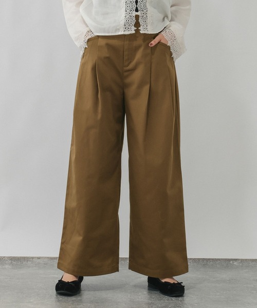 GLOBAL WORK(グローバルワーク)の「シーンレスツイルワイドパンツ/814374(その他パンツ・レディース・ブラウン/グレー/ブラック/ライトブラウン・SMALL/MEDIUM/LARGE)」の4枚目の写真