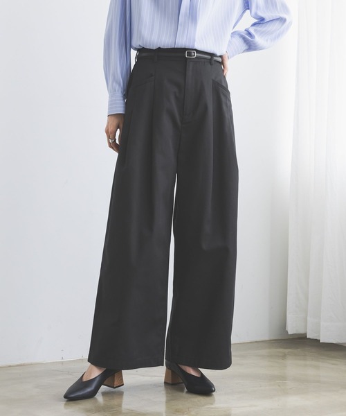 GLOBAL WORK(グローバルワーク)の「シーンレスツイルワイドパンツ/814374(その他パンツ・レディース・ブラウン/グレー/ブラック/ライトブラウン・SMALL/MEDIUM/LARGE)」の2枚目の写真