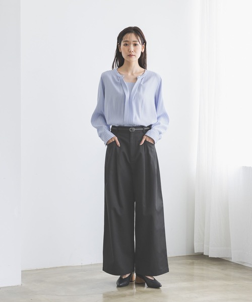GLOBAL WORK(グローバルワーク)の「シーンレスツイルワイドパンツ/814374(その他パンツ・レディース・ブラウン/グレー/ブラック/ライトブラウン・SMALL/MEDIUM/LARGE)」の5枚目の写真