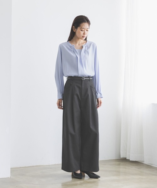 GLOBAL WORK(グローバルワーク)の「シーンレスツイルワイドパンツ/814374(その他パンツ・レディース・ブラウン/グレー/ブラック/ライトブラウン・SMALL/MEDIUM/LARGE)」の6枚目の写真