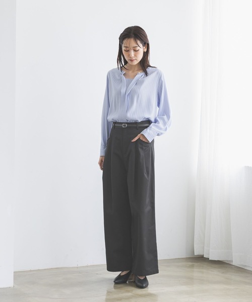 GLOBAL WORK(グローバルワーク)の「シーンレスツイルワイドパンツ/814374(その他パンツ・レディース・ブラウン/グレー/ブラック/ライトブラウン・SMALL/MEDIUM/LARGE)」の7枚目の写真