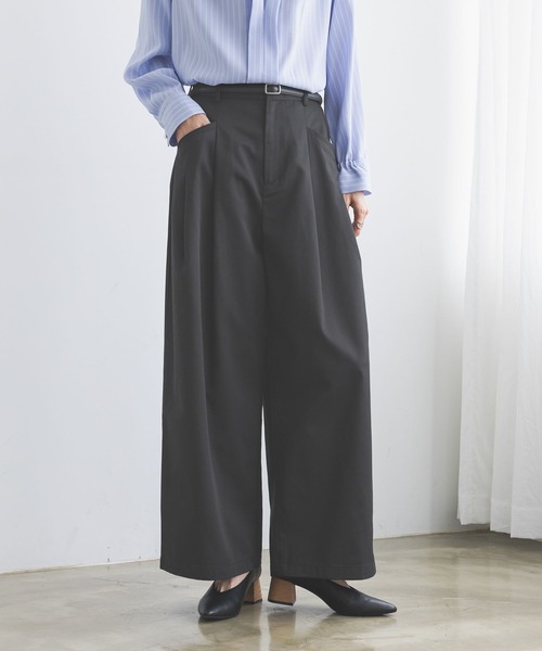 GLOBAL WORK(グローバルワーク)の「シーンレスツイルワイドパンツ/814374(その他パンツ・レディース・ブラウン/グレー/ブラック/ライトブラウン・SMALL/MEDIUM/LARGE)」の8枚目の写真