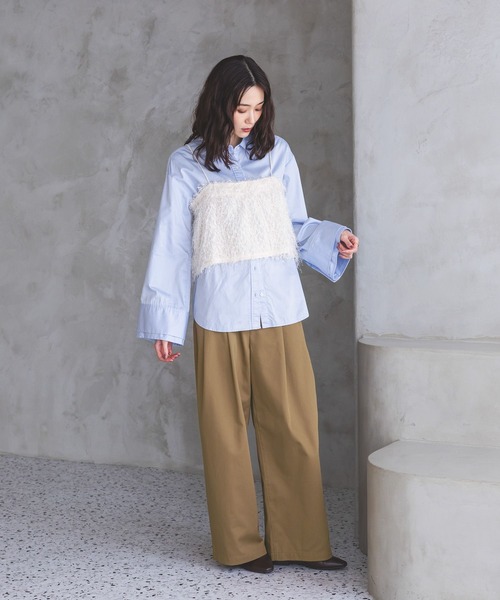 GLOBAL WORK(グローバルワーク)の「シーンレスツイルワイドパンツ/814374(その他パンツ・レディース・ブラウン/グレー/ブラック/ライトブラウン・SMALL/MEDIUM/LARGE)」の12枚目の写真