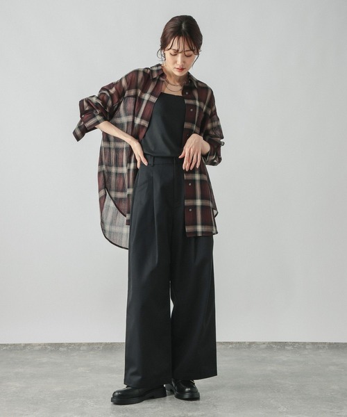 GLOBAL WORK(グローバルワーク)の「シーンレスツイルワイドパンツ/814374(その他パンツ・レディース・ブラウン/グレー/ブラック/ライトブラウン・SMALL/MEDIUM/LARGE)」の17枚目の写真
