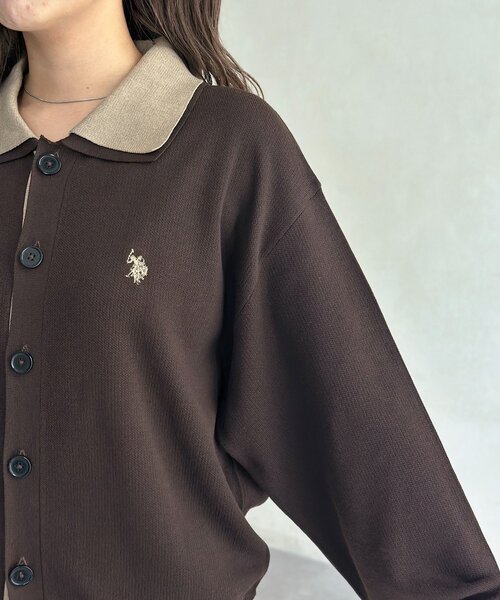U.S. POLO ASSN.（ユーエスポロアッスン）の「フェイクレイヤードニットシャツ（カーディガン/ボレロ・メンズ・ブラウン/グレー/ネイビー・LARGE/MEDIUM）」の10枚目の写真