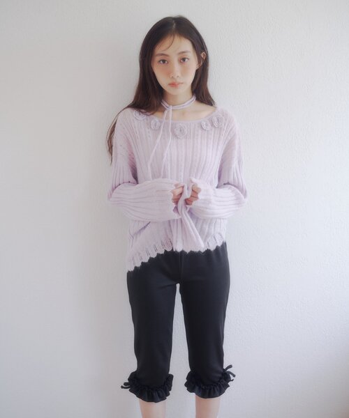 DISCOAT(ディスコート)の「【umm.】フラワーモチーフモヘアライクルーズニット(ニット/セーター・レディース・ブラウン/アイボリー/パープル・FREE)」の16枚目の写真