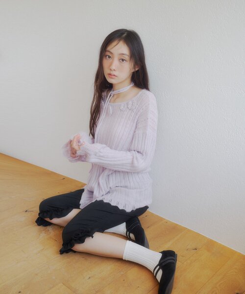 DISCOAT(ディスコート)の「【umm.】フラワーモチーフモヘアライクルーズニット(ニット/セーター・レディース・ブラウン/アイボリー/パープル・FREE)」の19枚目の写真