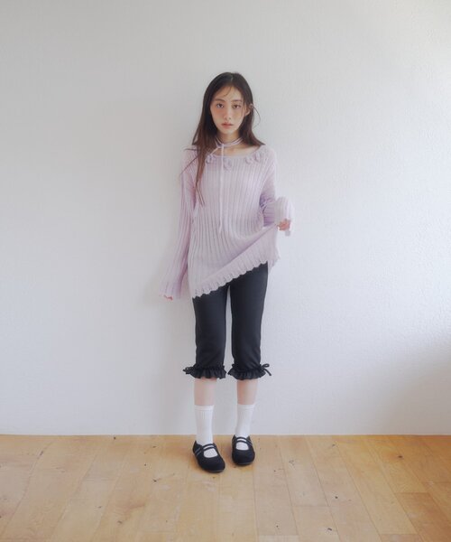 DISCOAT(ディスコート)の「【umm.】フラワーモチーフモヘアライクルーズニット(ニット/セーター・レディース・ブラウン/アイボリー/パープル・FREE)」の21枚目の写真