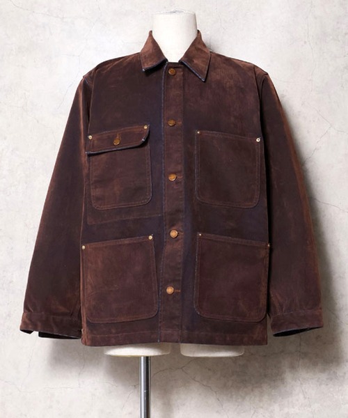 Revo.(レボ)の「HOUSTON ヒューストン FLOCKY DENIM COVERALL / フロッキーデニム カバーオール ジャケット(カバーオール・メンズ・ブラウン/オリーブ・M/XL/L)」の8枚目の写真
