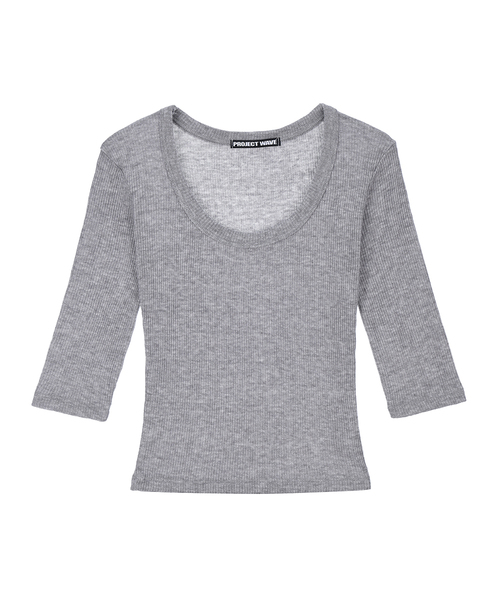 PROJECT WAVE(プロジェクトウェーブ)の「Angora U Neck T Shirts (5color)(Tシャツ/カットソー・レディース・ブラウン/ライトグレー/アイボリー/Wine/ブラック・FREE)」の3枚目の写真
