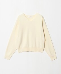 ソフトコットン Vネック スムース ニットプルオーバー ウォッシャブル