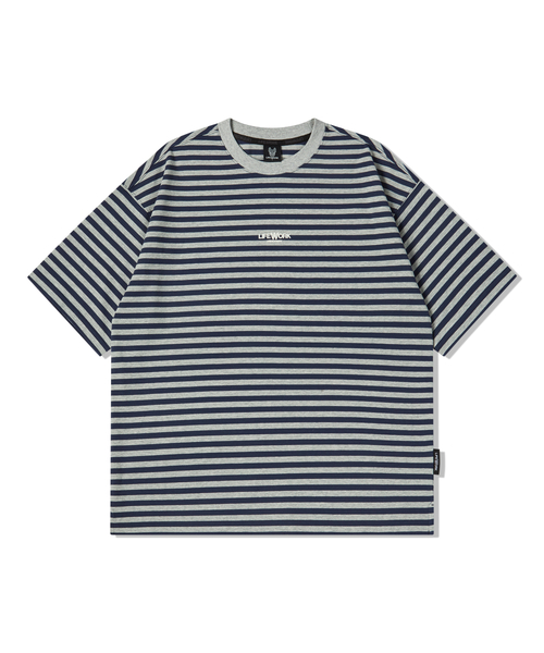 LIFE WORK(ライフワーク)の「ストライプ発泡半袖Tシャツ(Tシャツ/カットソー・メンズ・ブラック/ネイビー・M/L)」の1枚目の写真