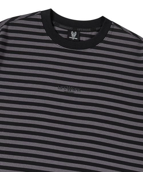 LIFE WORK(ライフワーク)の「ストライプ発泡半袖Tシャツ(Tシャツ/カットソー・メンズ・ブラック/ネイビー・M/L)」の4枚目の写真