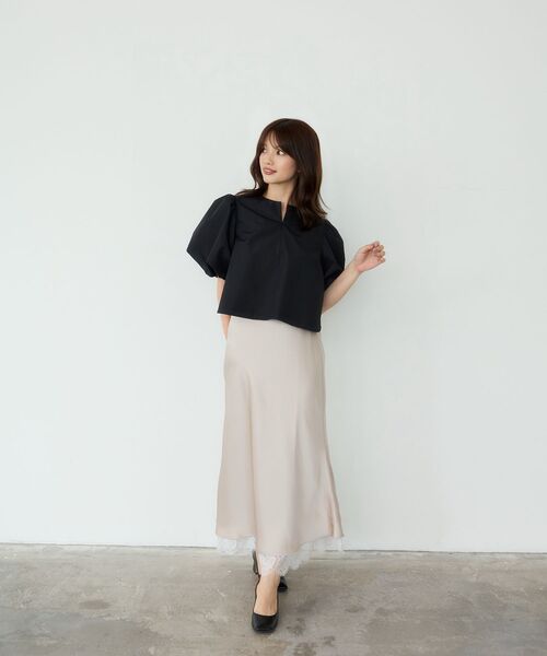 cle blatt(クレブラット)の「バルーンスリーブキーネックブラウス(シャツ/ブラウス・レディース・ブラック/ブラウン・MEDIUM)」の13枚目の写真