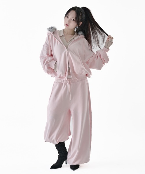 Melviianne(メルヴィアンヌ)の「W belt sweat pants(スウェットパンツ・レディース・Black/PINK/LT.Gray・FREE)」の3枚目の写真