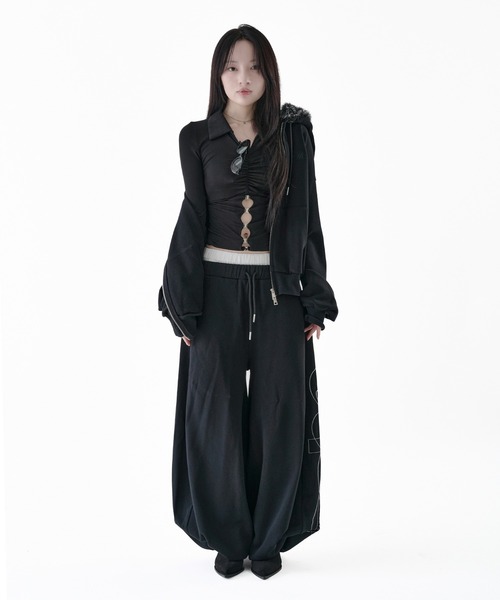 Melviianne(メルヴィアンヌ)の「W belt sweat pants(スウェットパンツ・レディース・Black/PINK/LT.Gray・FREE)」の13枚目の写真