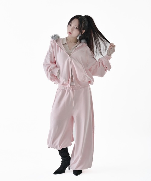 Melviianne(メルヴィアンヌ)の「W belt sweat pants(スウェットパンツ・レディース・Black/PINK/LT.Gray・FREE)」の11枚目の写真