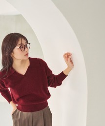 <ちょうど、いい服>品よく、ゆるく。スキッパーニット<EC限定カラー:ライトグリーン>