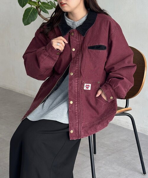 CPCM(シーピーシーエム)の「襟コーデュロイショートワークジャケット(ブルゾン・メンズ・キャメル/バーガンディー/ネイビー/グリーン/ブラック・MEDIUM/LARGE)」の5枚目の写真