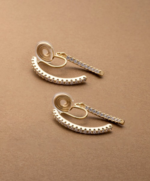 Cream dot.（クリームドット）の「【金属アレルギー対応】ビジューライン煌めくバックキャッチイヤリング（イヤリング・レディース・シルバー/ゴールド/ピンクゴールド・ONE SIZE）」の8枚目の写真