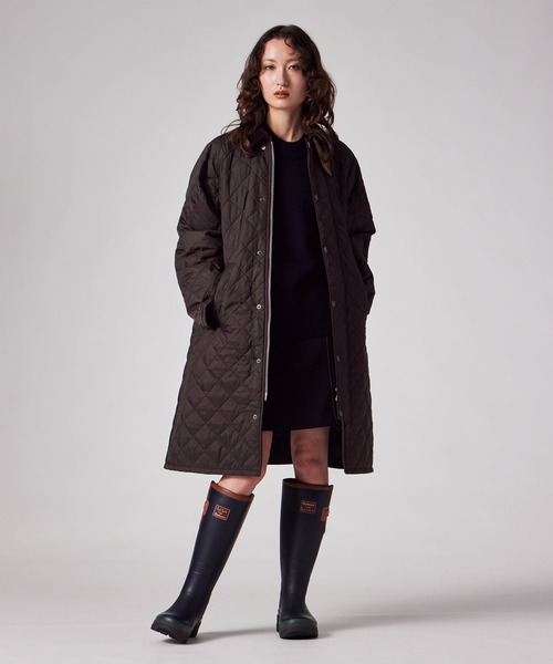 Paul Smith(ポールスミス)の「ウィメンズ Paul Smith Loves Barbour Exmoor キルティングロングコート / 265708 MQU1944(その他アウター・レディース・ブラック/ダークブラウン・XX-SMALL/X-SMALL)」の4枚目の写真
