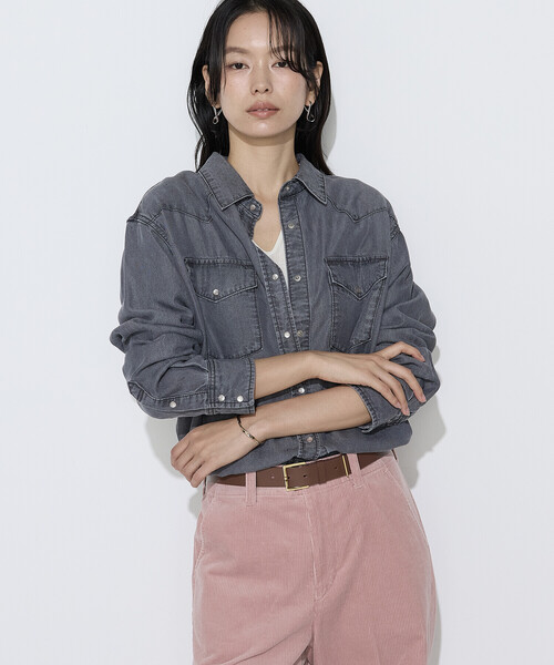 COMME CA Wardrobe(コムサワードローブ)の「ソフトデニム ウエスタン調デニムシャツ(シャツ/ブラウス・レディース・ブラック/ネイビー・FREE)」の5枚目の写真