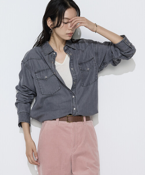 COMME CA Wardrobe(コムサワードローブ)の「ソフトデニム ウエスタン調デニムシャツ(シャツ/ブラウス・レディース・ブラック/ネイビー・FREE)」の7枚目の写真