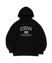 [起毛選択] CBW アメリカンクラシックロゴフードパーカー (ブラック)