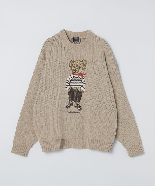 SHIPS Colors(シップス カラーズ)の「【一部WEB限定】〈洗濯機可能〉Teddybear(R) ジャカード モール ニット◆(ニット/セーター・メンズ・ネイビー/ライトブルー/ベージュ/グリーン/ダークグレー・X-LARGE/LARGE/MEDIUM/SMALL)」の2枚目の写真