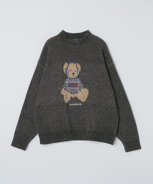 SHIPS Colors(シップス カラーズ)の「【一部WEB限定】〈洗濯機可能〉Teddybear(R) ジャカード モール ニット◆(ニット/セーター・メンズ・ネイビー/ライトブルー/ベージュ/グリーン/ダークグレー・X-LARGE/LARGE/MEDIUM/SMALL)」の1枚目の写真