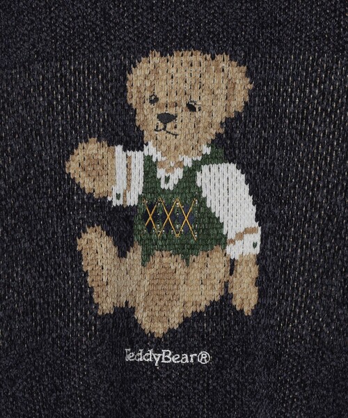 SHIPS Colors(シップス カラーズ)の「【一部WEB限定】〈洗濯機可能〉Teddybear(R) ジャカード モール ニット◆(ニット/セーター・メンズ・ネイビー/ライトブルー/ベージュ/グリーン/ダークグレー・X-LARGE/LARGE/MEDIUM/SMALL)」の9枚目の写真