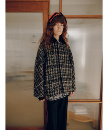 CURRENTAGE（カレンテージ）の「SHAGGY TWEED CHECK SHORT COAT（ステンカラーコート）」