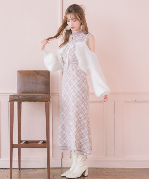couture BY ROJITA(クチュールバイロジータ)の「ふわふわボレロニットロングワンピース(ワンピース・レディース・ブラック/ブラウン/ピンク・FREE)」の9枚目の写真