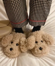 ampm（エーエムピーエム）の「ドッグモチーフ ボアルームもこもこシューズ（ルームシューズ/スリッパ）」