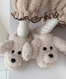 ampm（エーエムピーエム）の「ドッグモチーフ ボアルームもこもこシューズ（ルームシューズ/スリッパ）」