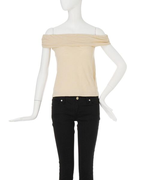 EMODA（エモダ）の「デコルテギャザートップ（Tシャツ/カットソー・レディース・グレー/ブラック/ベージュ/ホワイト・SMALL/MEDIUM）」の19枚目の写真