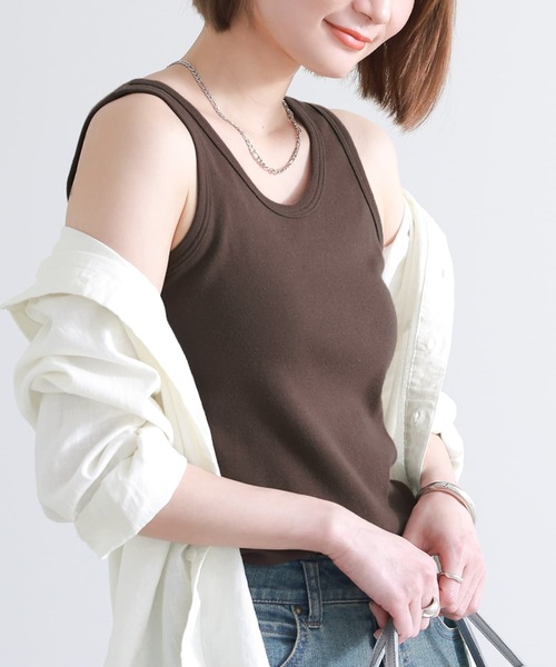 n'OrLABEL（ノアールレーベル）の「『ロングタンク』（タンクトップ・レディース・杢グレー/ブラック/グリーン/ダークグレー/カーキ/ブルー/オフホワイト/ブラック×ホワイト/ネイビー/ライム/ブラウン/ターコイズブルー/レッド/ピンク/レッド系その他/バイオレット/イエロー/ライトグリーン/ラベンダー/サーモンピンク/ミント/テラコッタ/プラム/ブルーグリーン/ダークラベンダー/マスタード・1/2）」の6枚目の写真