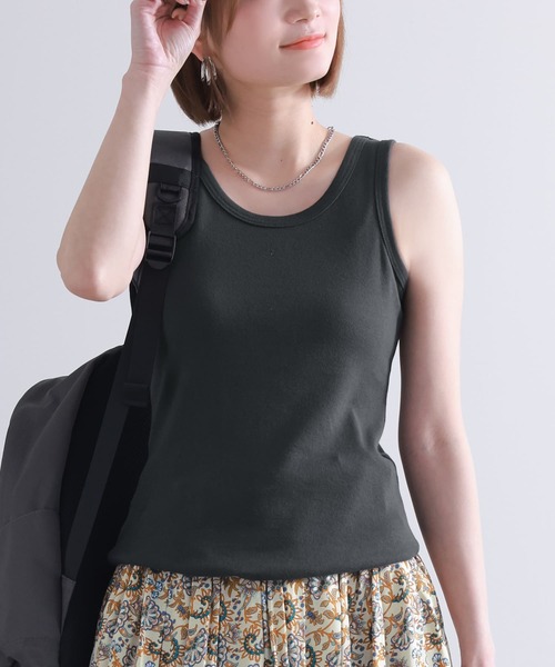 n'OrLABEL（ノアールレーベル）の「『ロングタンク』（タンクトップ・レディース・杢グレー/ブラック/グリーン/ダークグレー/カーキ/ブルー/オフホワイト/ブラック×ホワイト/ネイビー/ライム/ブラウン/ターコイズブルー/レッド/ピンク/レッド系その他/バイオレット/イエロー/ライトグリーン/ラベンダー/サーモンピンク/ミント/テラコッタ/プラム/ブルーグリーン/ダークラベンダー/マスタード・1/2）」の4枚目の写真