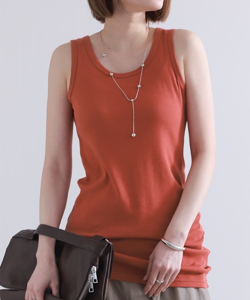 n'OrLABEL（ノアールレーベル）の「『ロングタンク』（タンクトップ・レディース・杢グレー/ブラック/グリーン/ダークグレー/カーキ/ブルー/オフホワイト/ブラック×ホワイト/ネイビー/ライム/ブラウン/ターコイズブルー/レッド/ピンク/レッド系その他/バイオレット/イエロー/ライトグリーン/ラベンダー/サーモンピンク/ミント/テラコッタ/プラム/ブルーグリーン/ダークラベンダー/マスタード・1/2）」の7枚目の写真