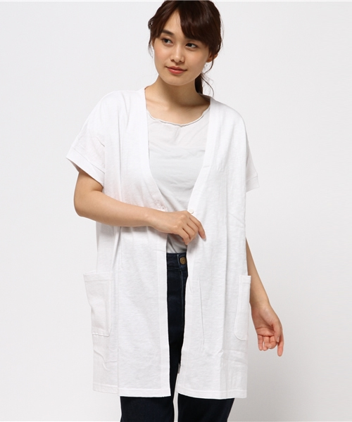 LBC(エルビーシー)の「om 21スラブ天竺Vネックカーディガン (カーディガン/ボレロ・レディース・ネイビー/オフホワイト/グレー・LARGE/MEDIUM)」の11枚目の写真